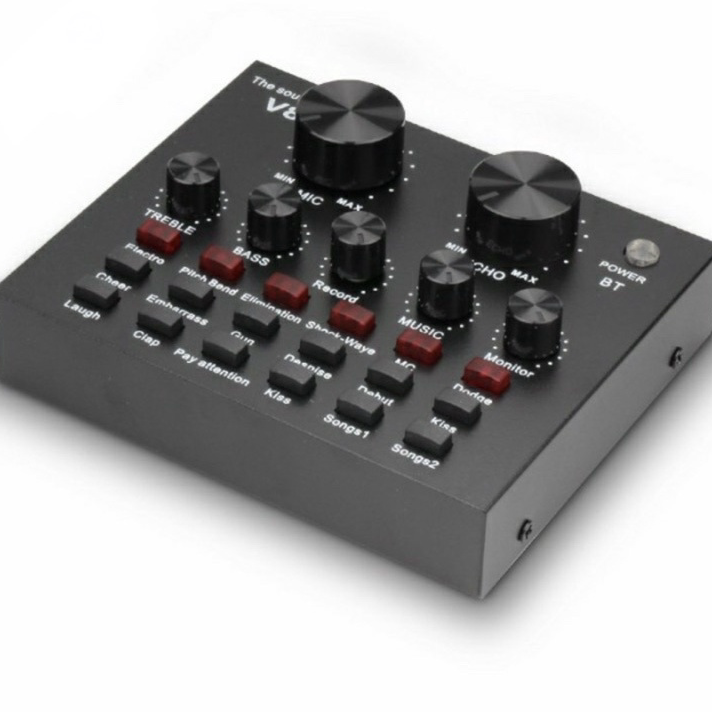 Diskon Soundcard V8 Mixer - Mixer Bluetooth Audio USB External Soundcard Live - Mixer Audio V8 -