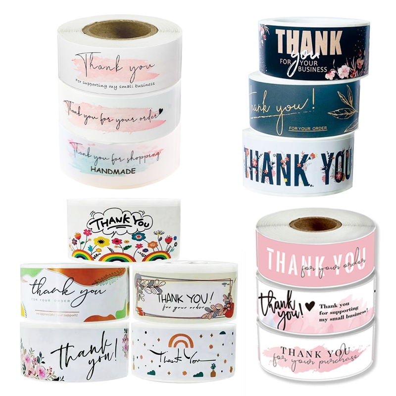 

Sticker Label Thank You for Your Order Handmade Tag Segel Amplop 2,5 x 7,5 cm. 1 roll isi 120 pcs