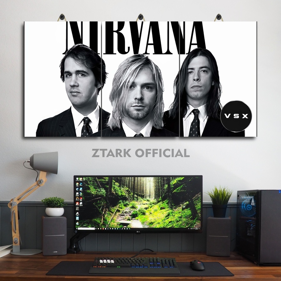 Dekorasi Dinding Aesthetic Logo Band Nirvana 60X30 Multipanel | Ztark Official| Poster Kamar Jumbo P