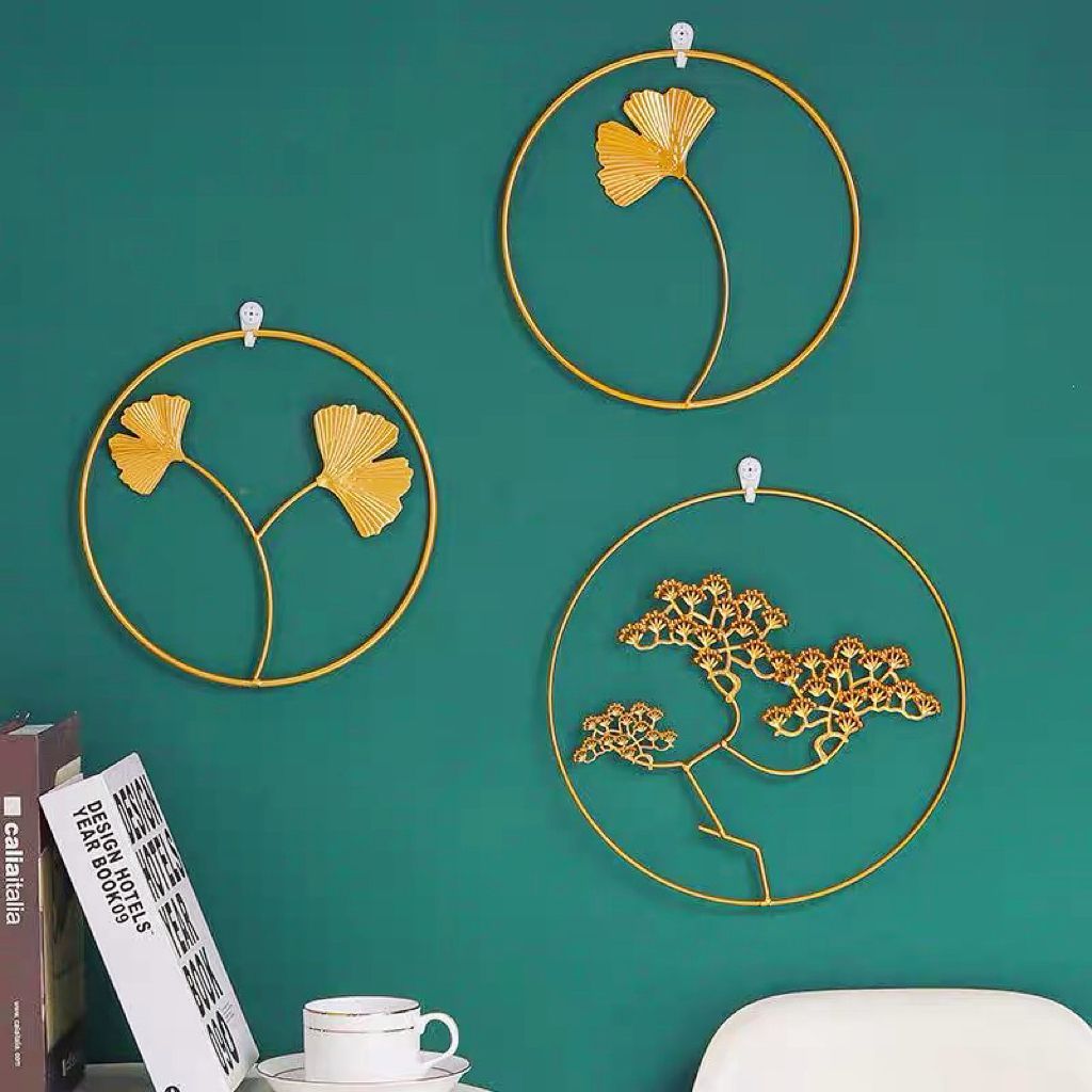 UN105 - Hiasan Dinding Bulat Frame Metal Gold Aesthetic /Hiasan Dinding besi ruang tamu