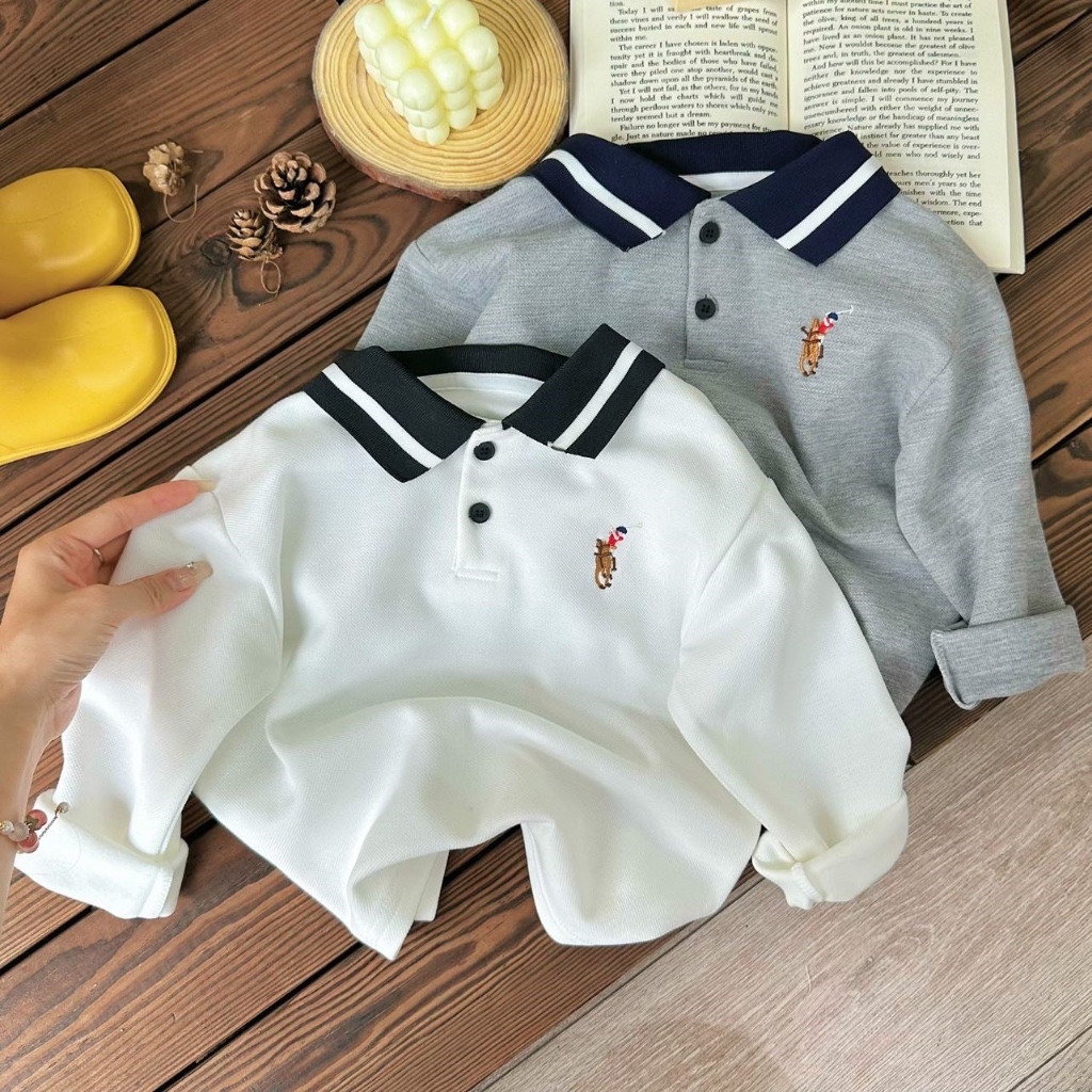 BAJU LENGAN PANJANG ANAK PREMIUM - TIANO POLO LONGSLEEVE - Kaos Anak Lengan Panjang Laki Laki Peremp