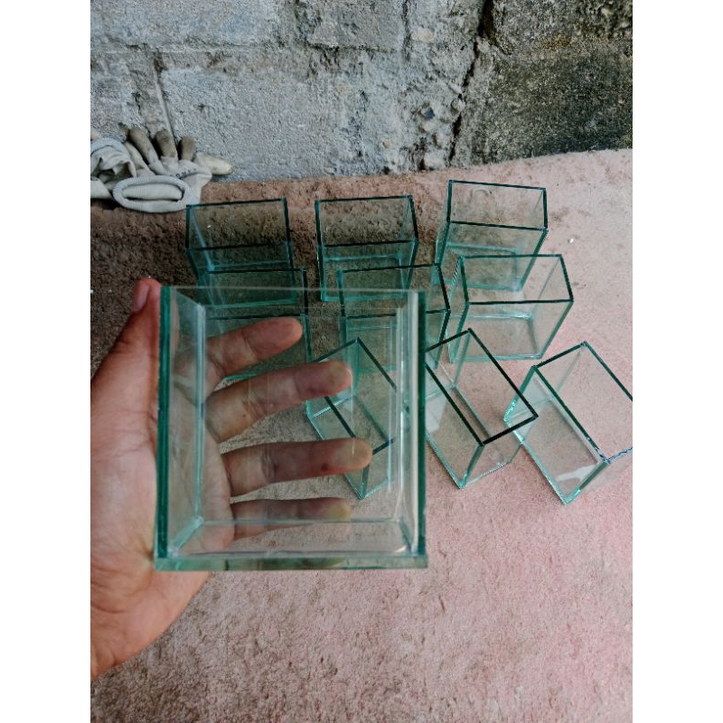 ISI 4 PCS soliter kaca 10*6*10 / aquarium mini tempat ikan cupang, guppy / aquarium kaca / aquarium 