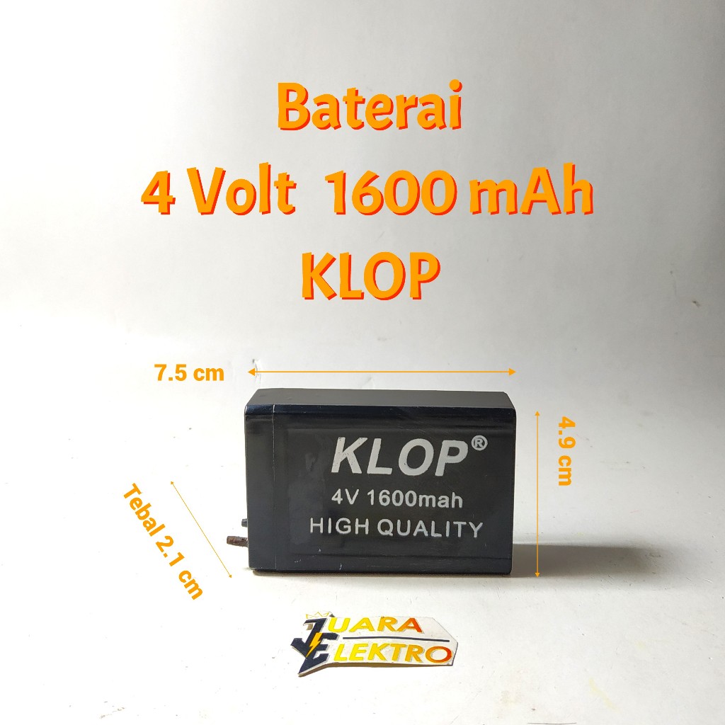 BATERAI 4V 1600mah KLOP | Baterai Kotak 4 Volt 1600 mah