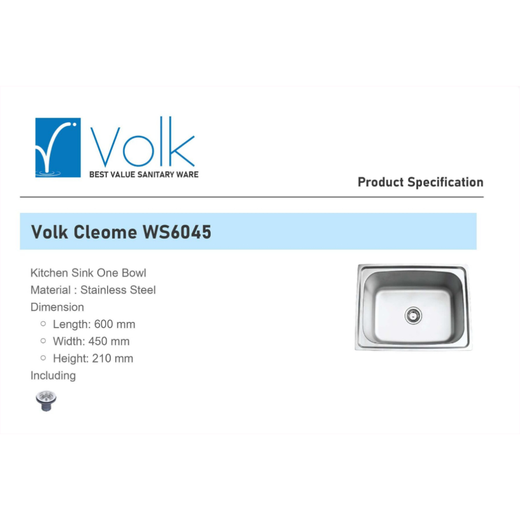 WASTAFEL BAK CUCI PIRING DAPUR VOLK WS6045 & WHM6045