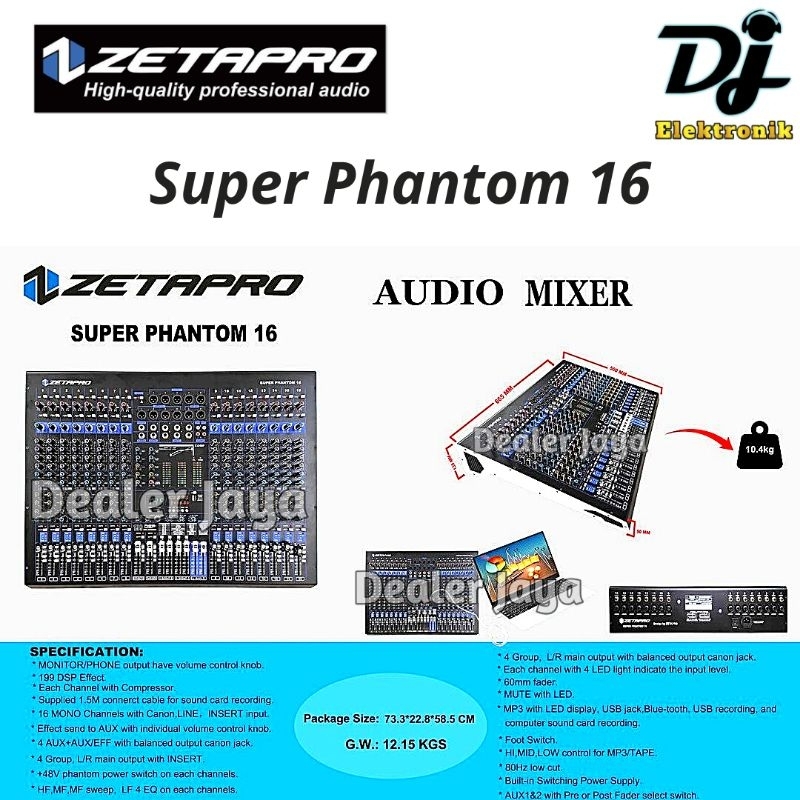 Mixer Analog Zetapro SUPER PHANTOM 16 - 16 channel