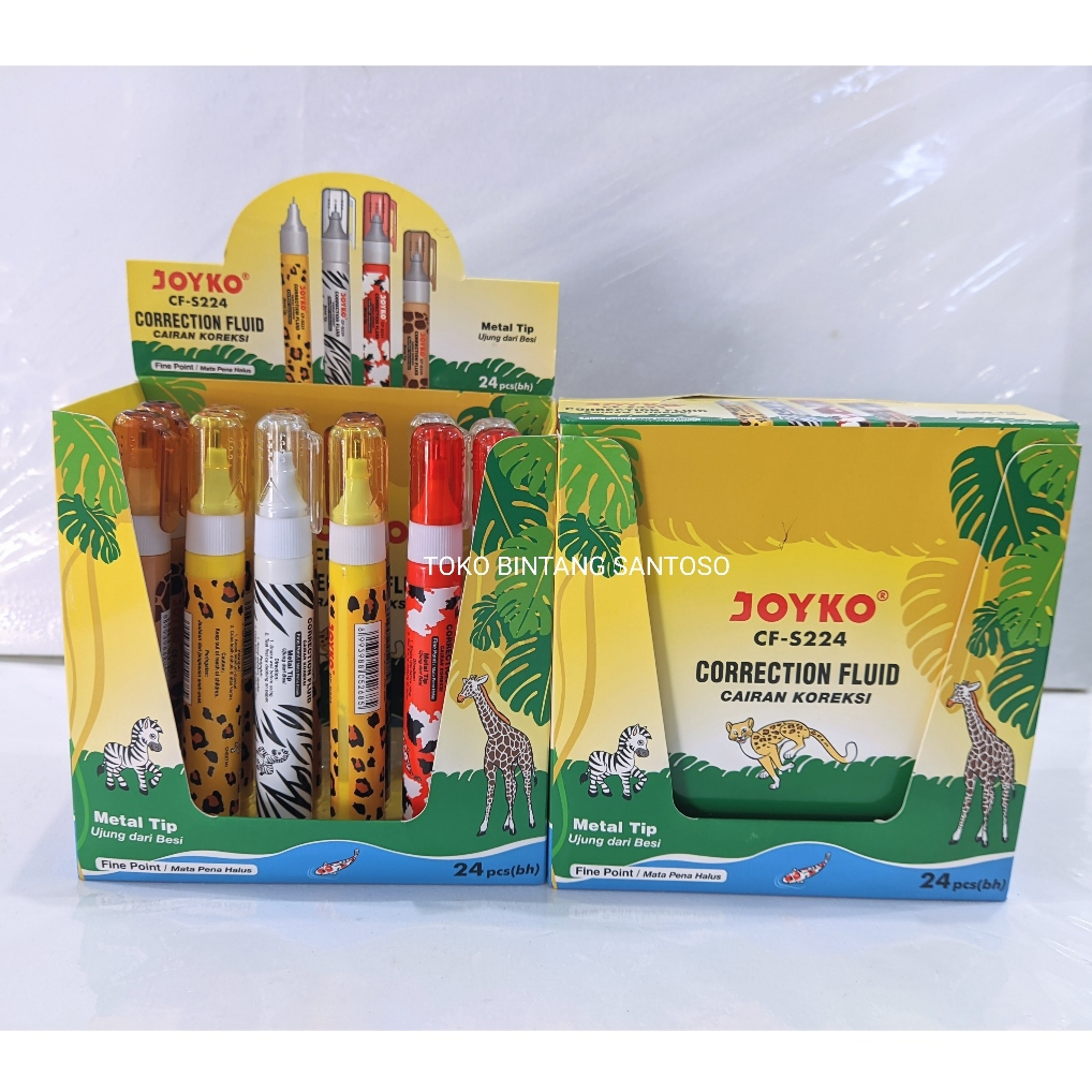 Tip Ex Joyko CF-S224  | Tipex Cair Motif Hewan JOYKO CF-S224 / Correction Fluid | 1pcs 1Kotak(24pcs)