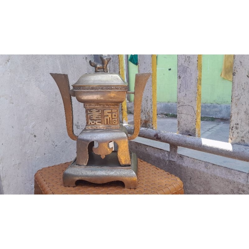 tempat abu tembaga kuningan asli kuno antik jadul