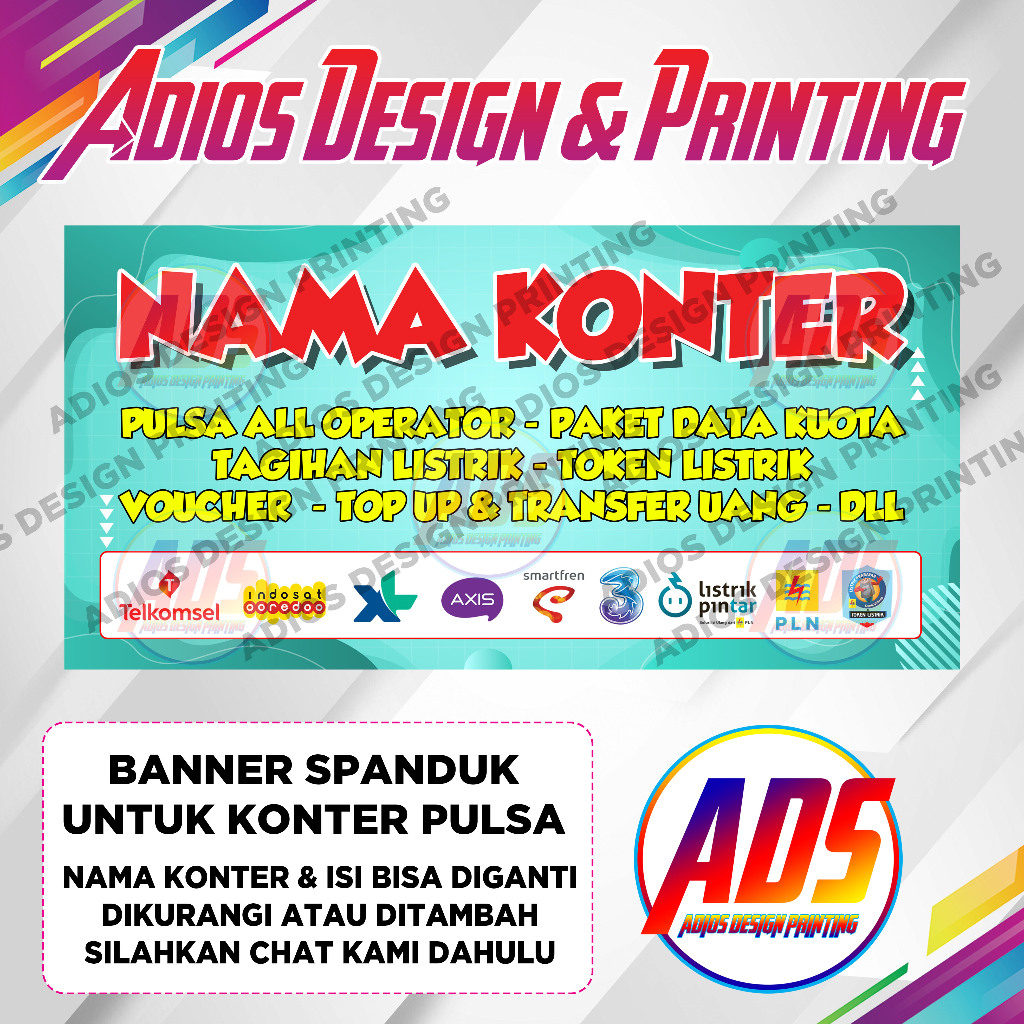 Banner (Spanduk) Jualan  Pulsa atau Banner Konter pulsa