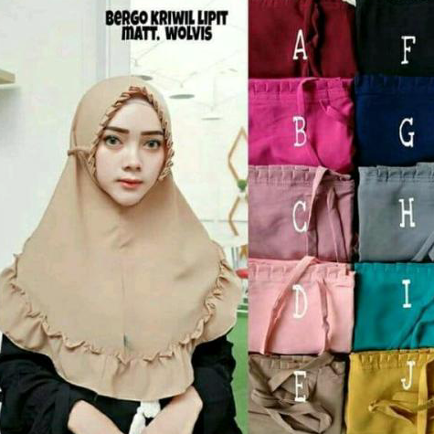 ❤[PROMO ⚡ALE]❤ Kerudung Instan, Jilbab Bergo, 70 Rempel Kriwil Lipit Tali Wolfis, Khimar / Hijab Ins