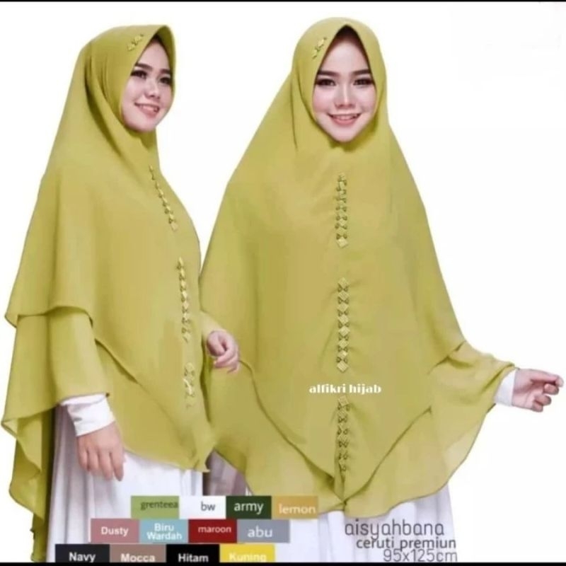 (COD) KHIMAR JUMBO 2 LAYER SWAROSKI Hijab Instan Jumbo Syar'i AISYAHBANA CERUTY Jilbab 2 layer Jumbo