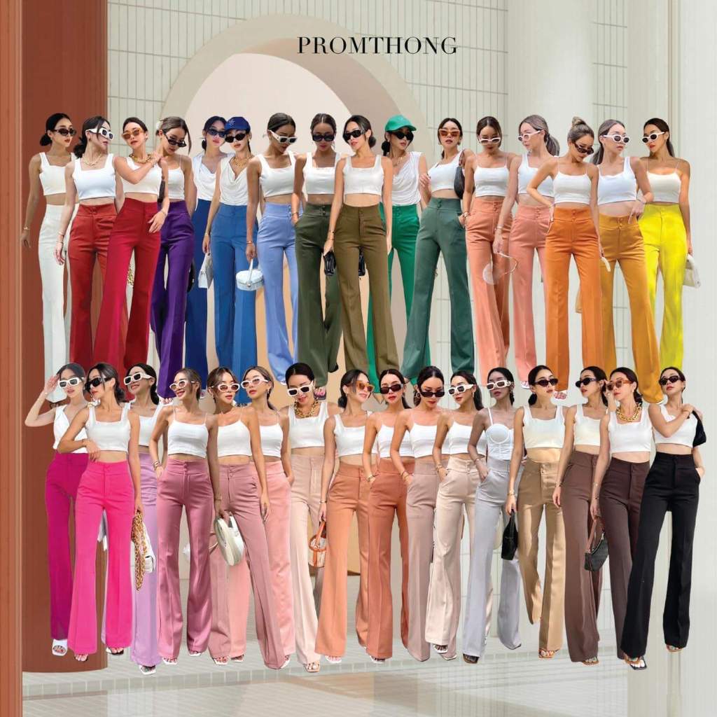 Promthong (พรหมทอง) C2B Celana Cutbray High Waist 2 Button Wanita Part 2/2