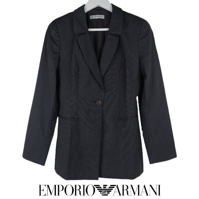 Emporio Armani Single Breasted Stripe Wool Blazer