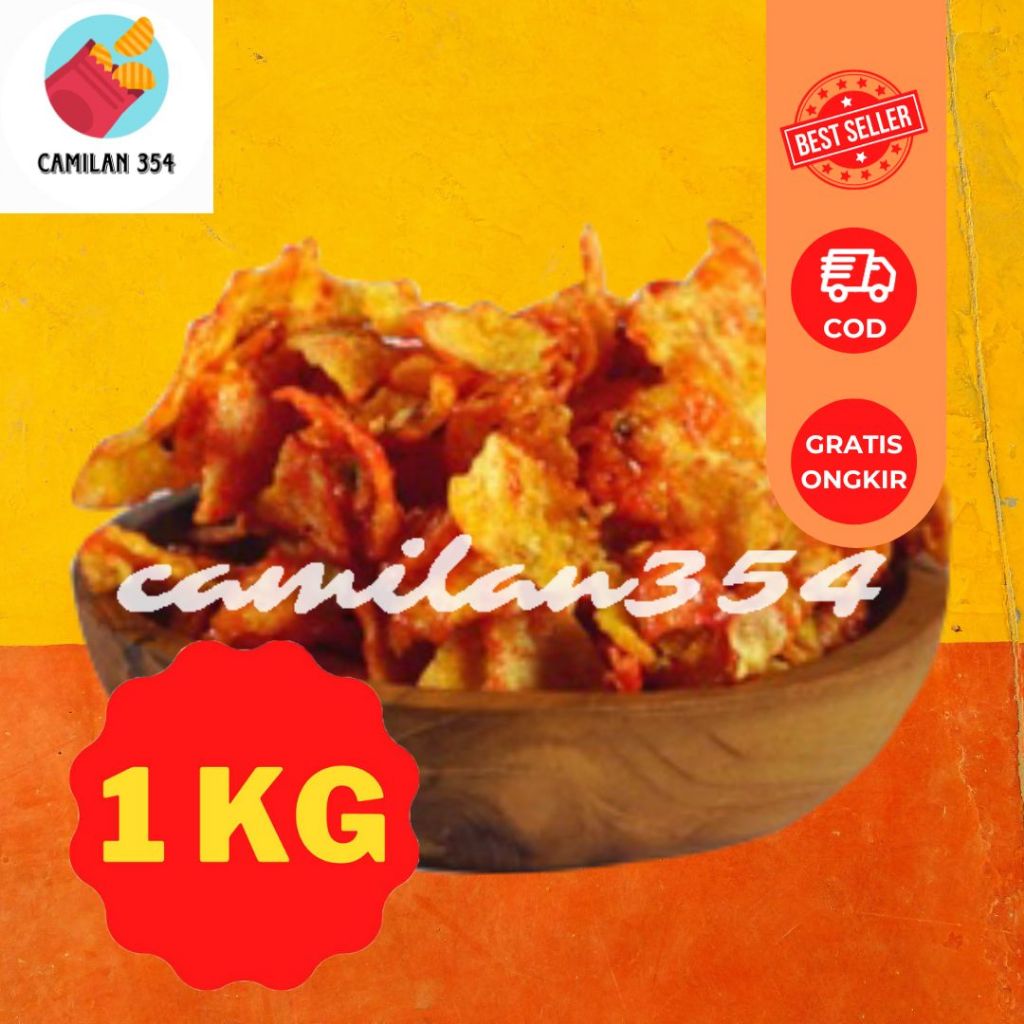 

[KILOAN] Emping Jagung Gepeng Pedas Manis - 1KG / Jagung Geprek / Corn Flake Balado