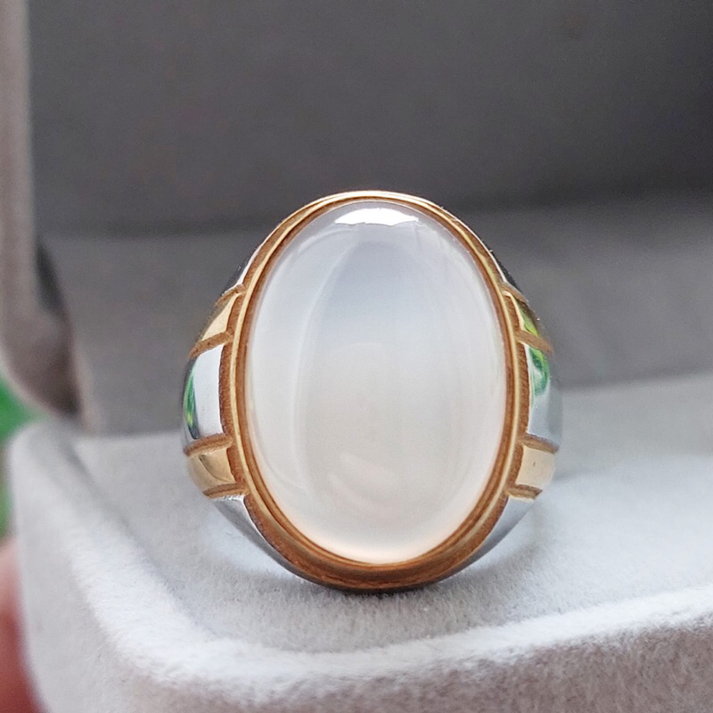 Cincin Batu Akik Anggur White Dijamin Asli