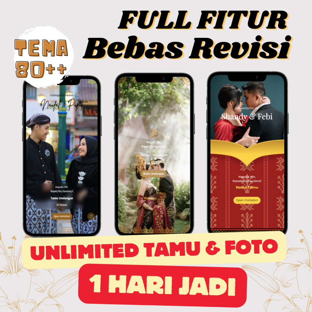 Undangan Digital Website Pernikahan Premium | Tema Foto & Tanpa Foto | Undangan Online Digital Web U