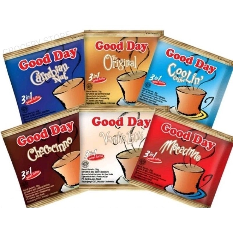 

Good Day 3in1 All Varian Kemasan 20gr 1 Renceng (10 Sachet) - Good Day Kopi 3-in-1 Renceng (10 Sachet)