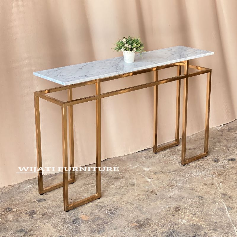 Meja Konsul Marmer Console Table Marmer Kaki Stainless Gold