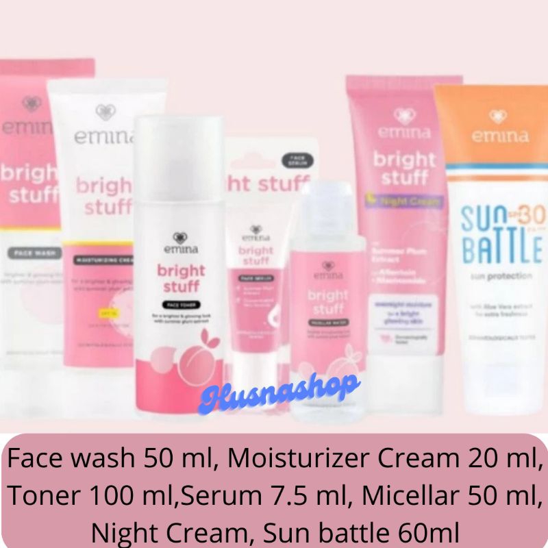 Emina Bright Stuff Paket Lengkap Skincare 1 Set / Emina Paket Lengkap Hemat Skincare Remaja Original