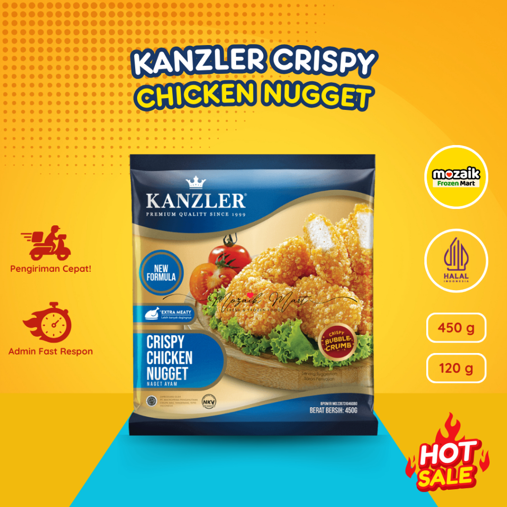 

Nugget Kanzler Crispy Chicken 450 gr-Nuget/Naget/Ayam Krispy/Bubble Crumb/Mozaik Frozen Mart