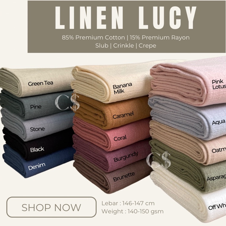 Gebyar promoJ4v9U KAIN LINEN LUCY SLUB CREPE CRINKLE COTTON RAYON PREMIUM GRADE A ECERAN YARD / ROLL