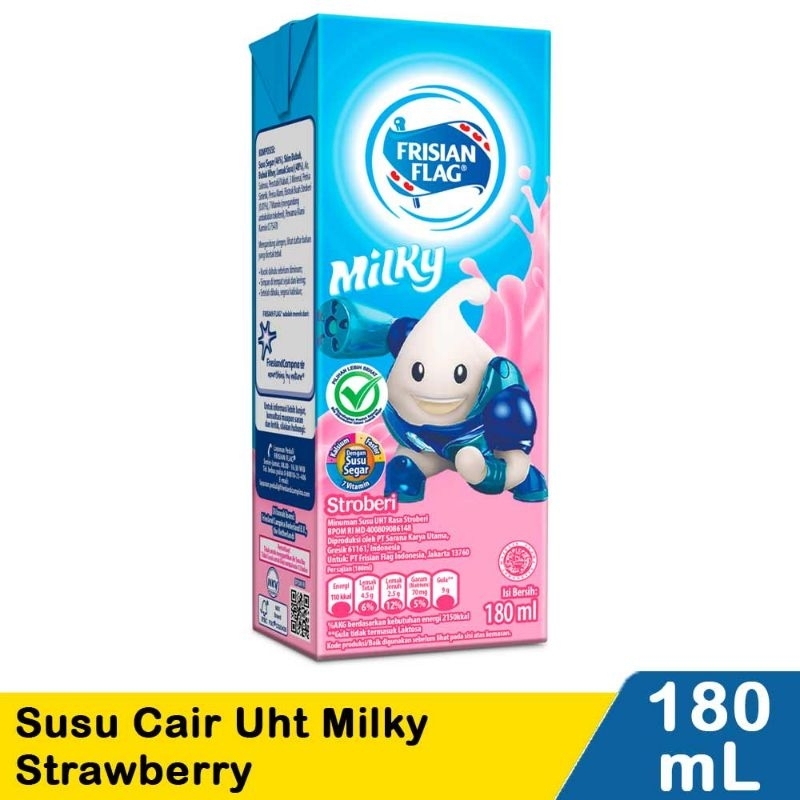 

Frisian Flag Susu Cair Uht Milky Strawberry 180Ml