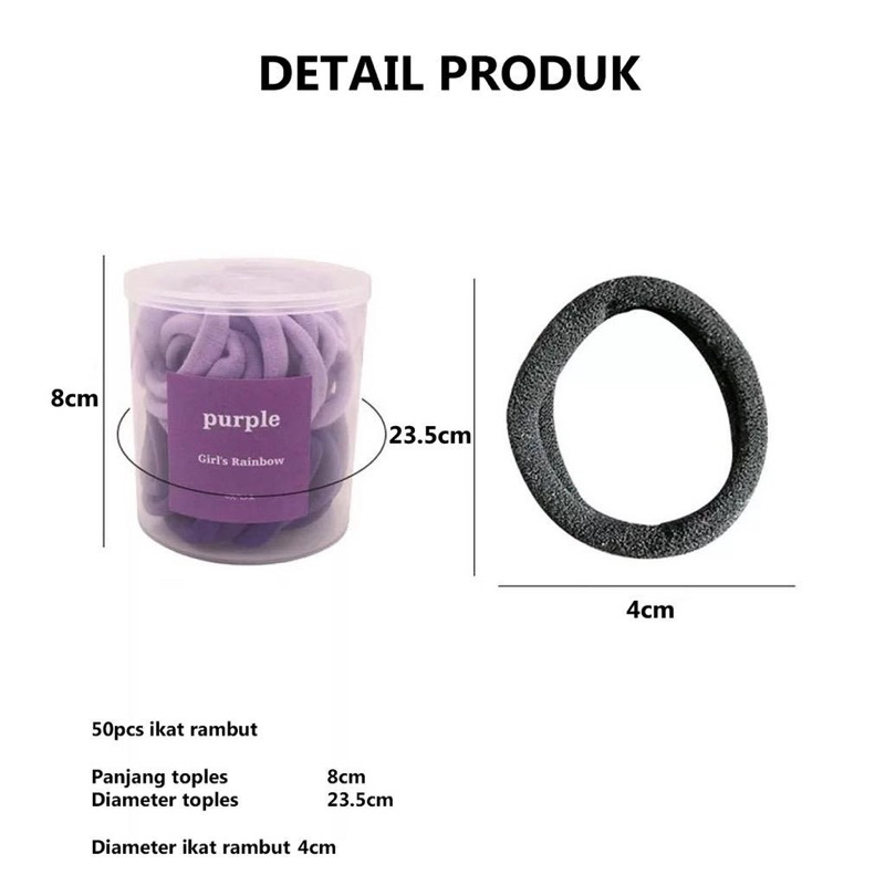Karet ISI 30pc Tong Mika Pastel Black Mix Colour / Ikat Rambut Donat Polos / Kuncir Rambut Wanita