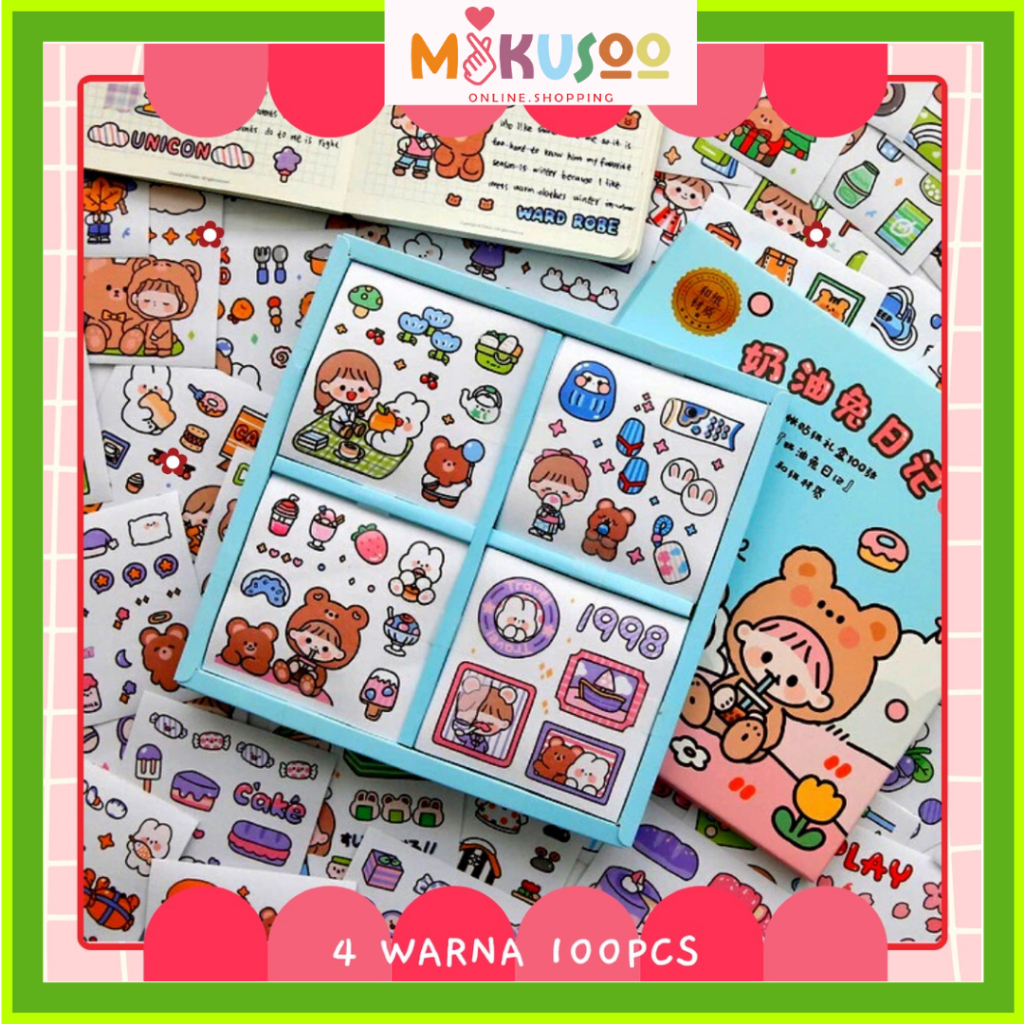 

Mikusoo Stiker BOX 2D Tempel Lucu 4 Warna Isi 100 Lembar Anti Air Cute Aesthetic Sticker Design DIY