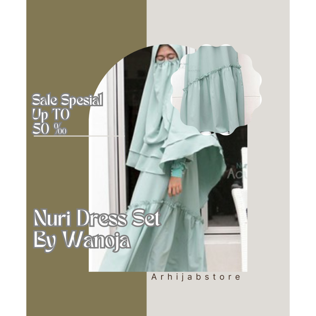 WANOJA HIJAB - NURI DRESS SET AQUAMARINE - GAMIS CERUTY FREE CADAR - GAMIS TERPOPULER