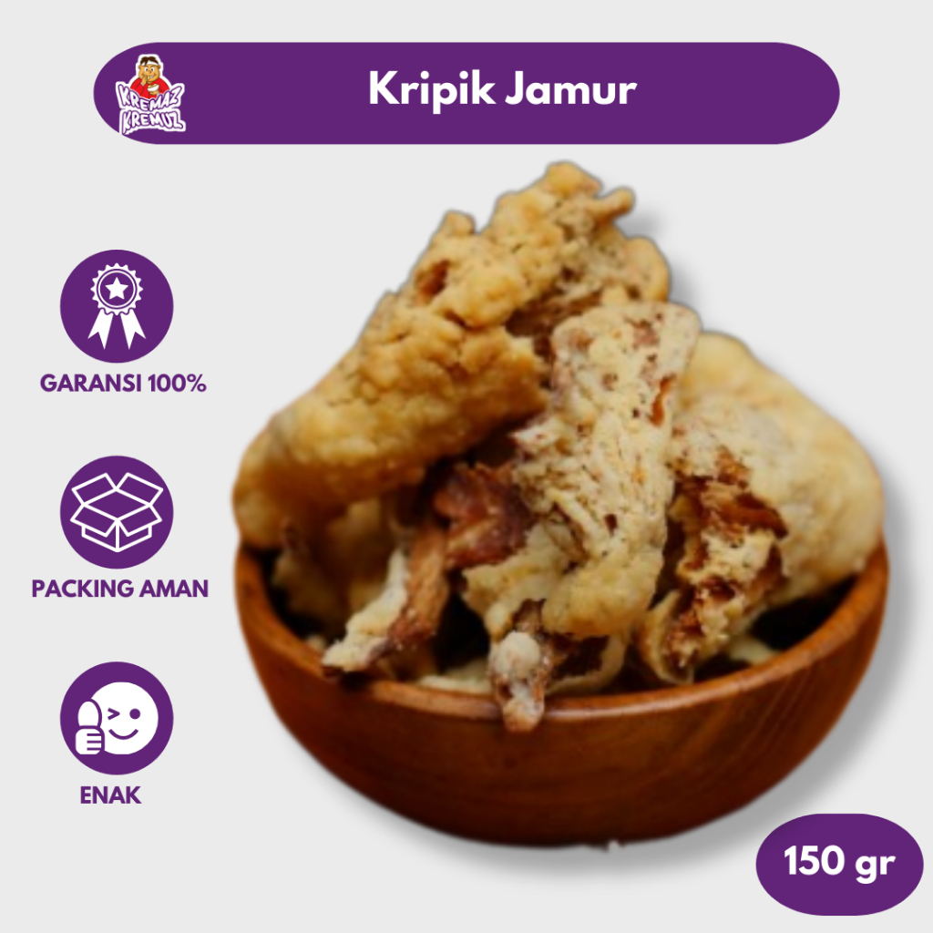 

KRIPIK JAMUR / KERIPIK JAMUR CRISPY RENYAH GURIH ENAK 300gr & 150gr