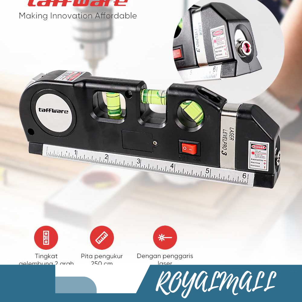 Penggaris Laser 250CM + Waterpass / Alat Ukur Penggaris Meteran Mal Laser Waterpass Digital Modern K