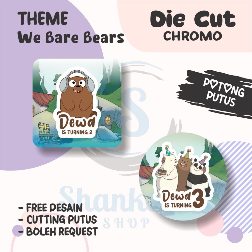 

Stiker Label Ulang Tahun THEME WE BARE BEARS / Stiker Ulang Tahun Bahan Chromo / Stiker Ultah Murah / Stiker Label Efek Hologram