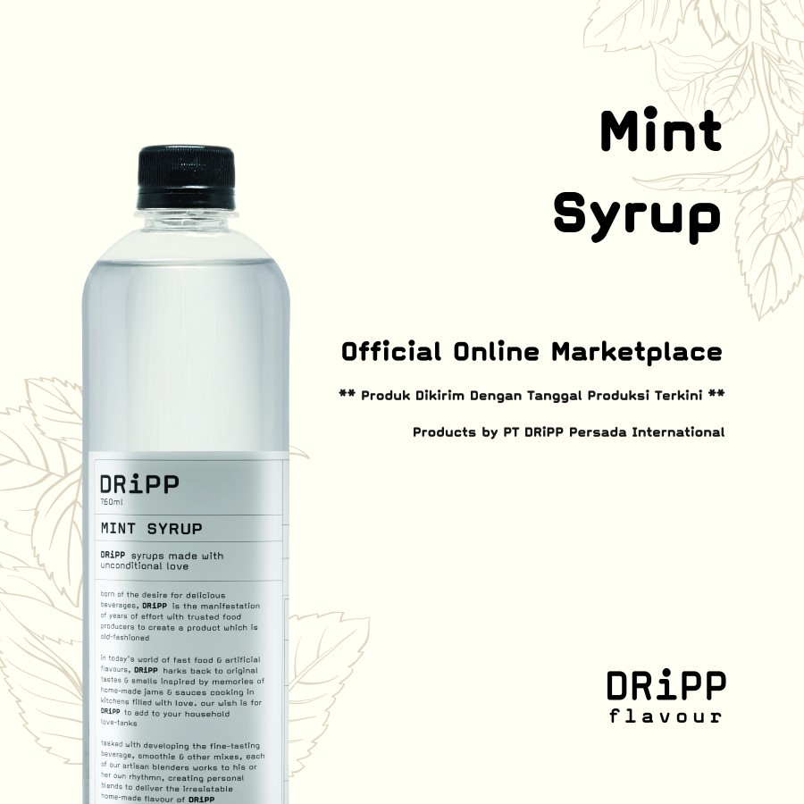 

DRiPP Mint Syrup 760ml dripp Sirup Rasa Daun Mint 760ml