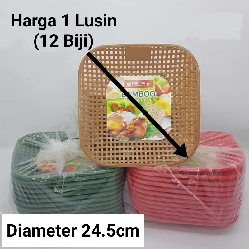 piring anyaman piring rotan piring lidi PLASTIK harga 1 Lusin Lion Star