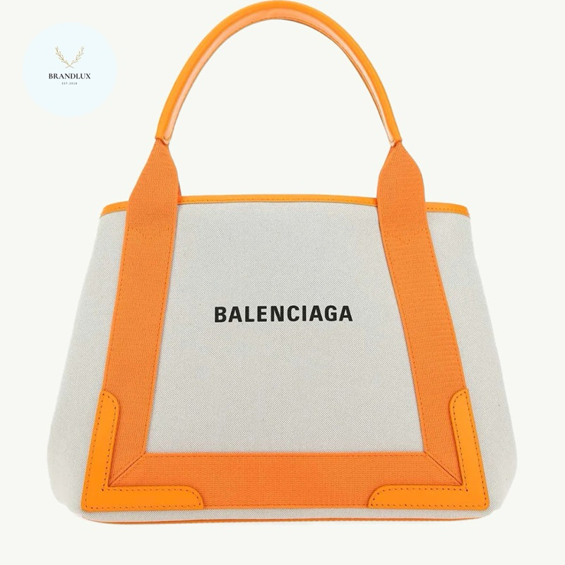 BALENCIAGA Cabas Tote S in Natural/Orange with Logo
