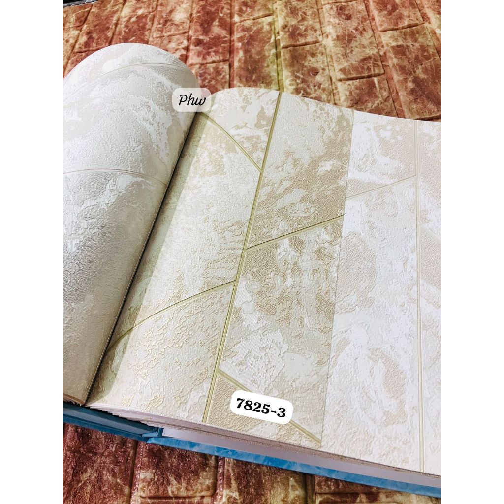 WALLPAPER DINDING MOTIF MARMER GEOMETRI MODERN CREAM GALAXY