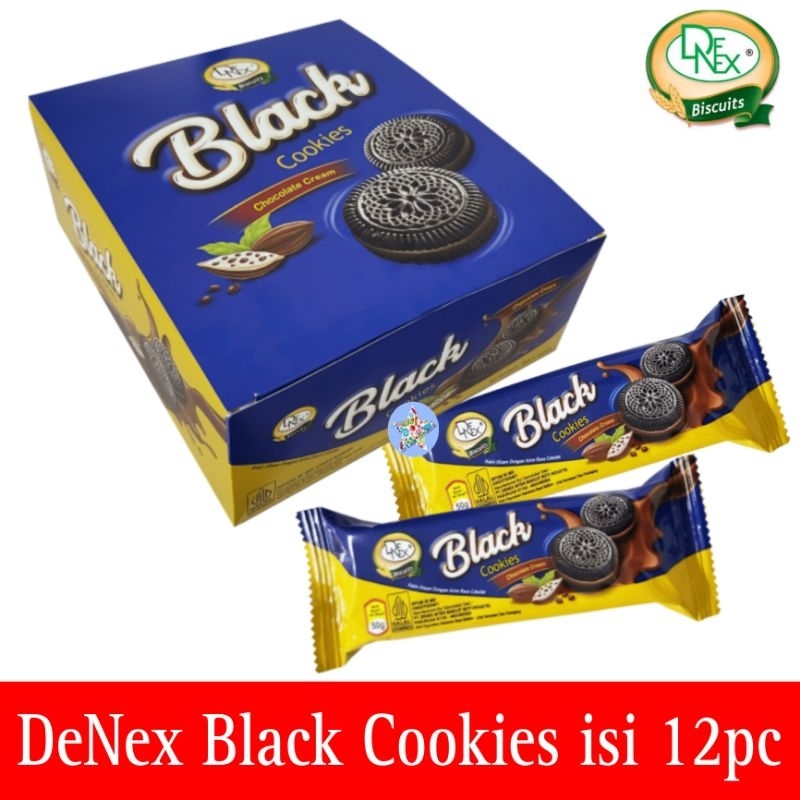 

Denex Black cookies isi 12pc biskuit hitam