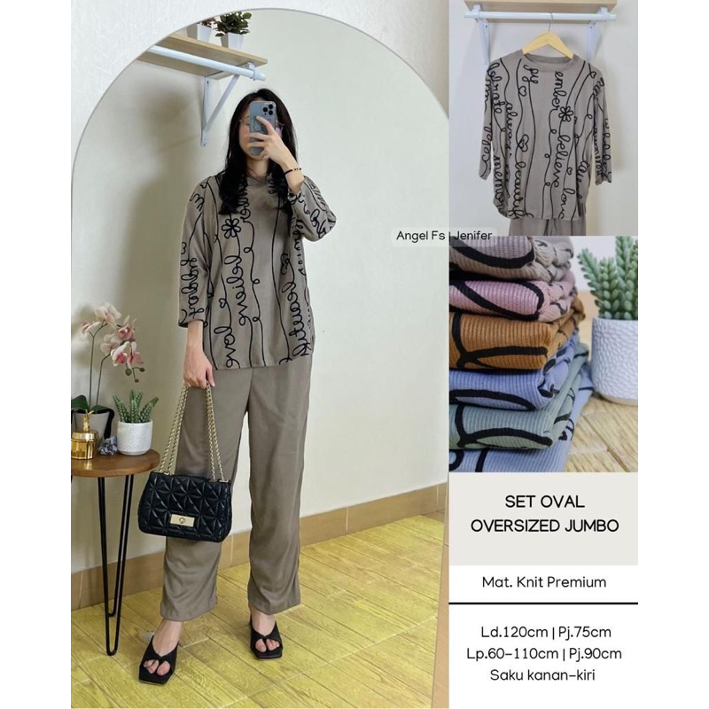 One Set knit Oversize jumbo Knit premium Ootd wanita