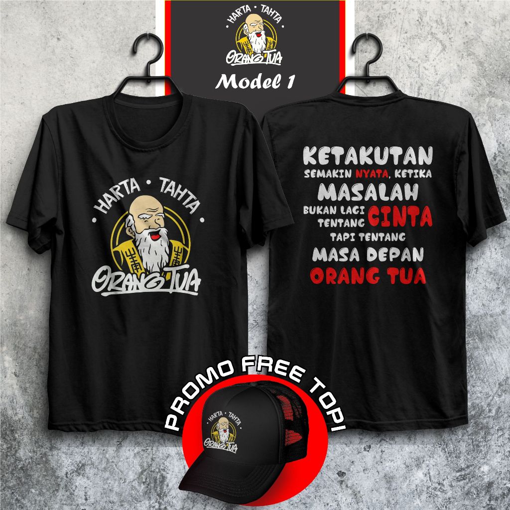 Baju Kaos Orang Tua Pria Plus Topi Orang Tua