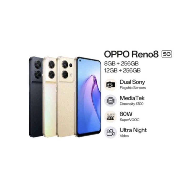 OPPO RENO 8 5G RAM 8/256GB | 12/256GB  - GARANSI RESMI OPPO