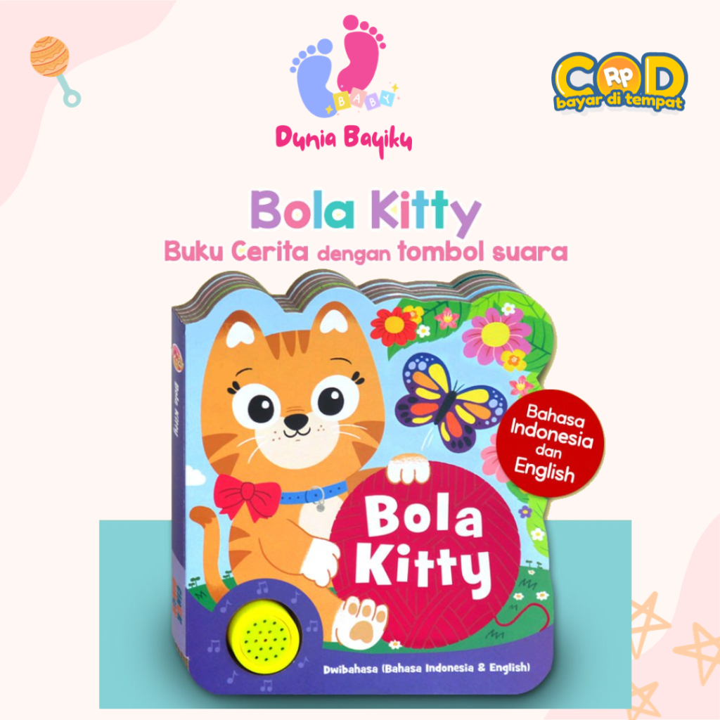 GinukGinuk Books Bilingual Bola Kitty Story Board Book with fun sound (meow meow) - Bilingual