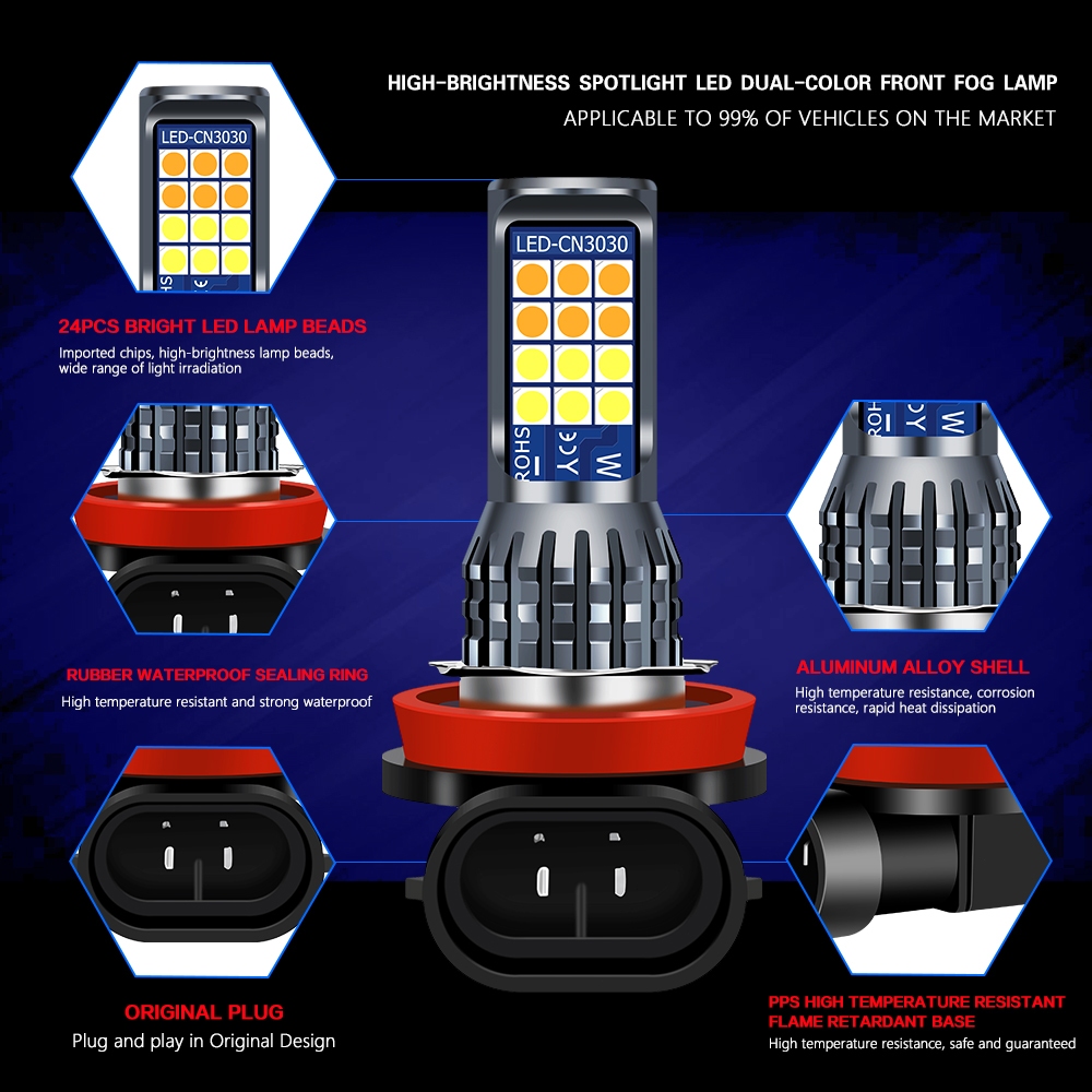 EL 2 Buah/Lampu Kabut Mobil/Lampu Led Mobil Headlight/Lampu senja led mobil/H8 H11 H3 H4 H7