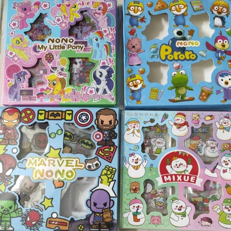 

Stiker tempel lucu per lembar tema mixue girl pororo superhero
