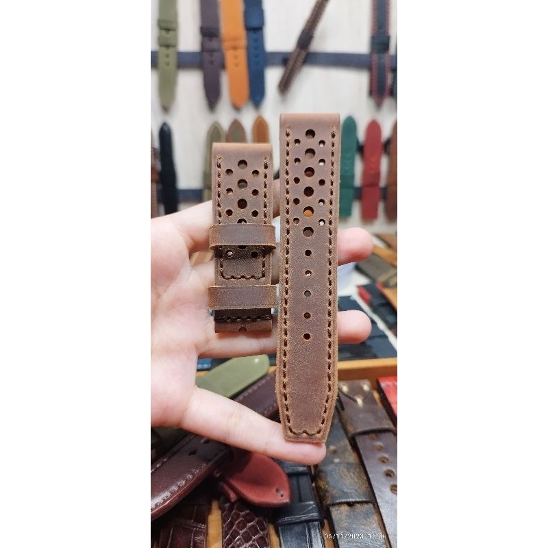 strap jam tabgan kulit asli / dark brown rally
