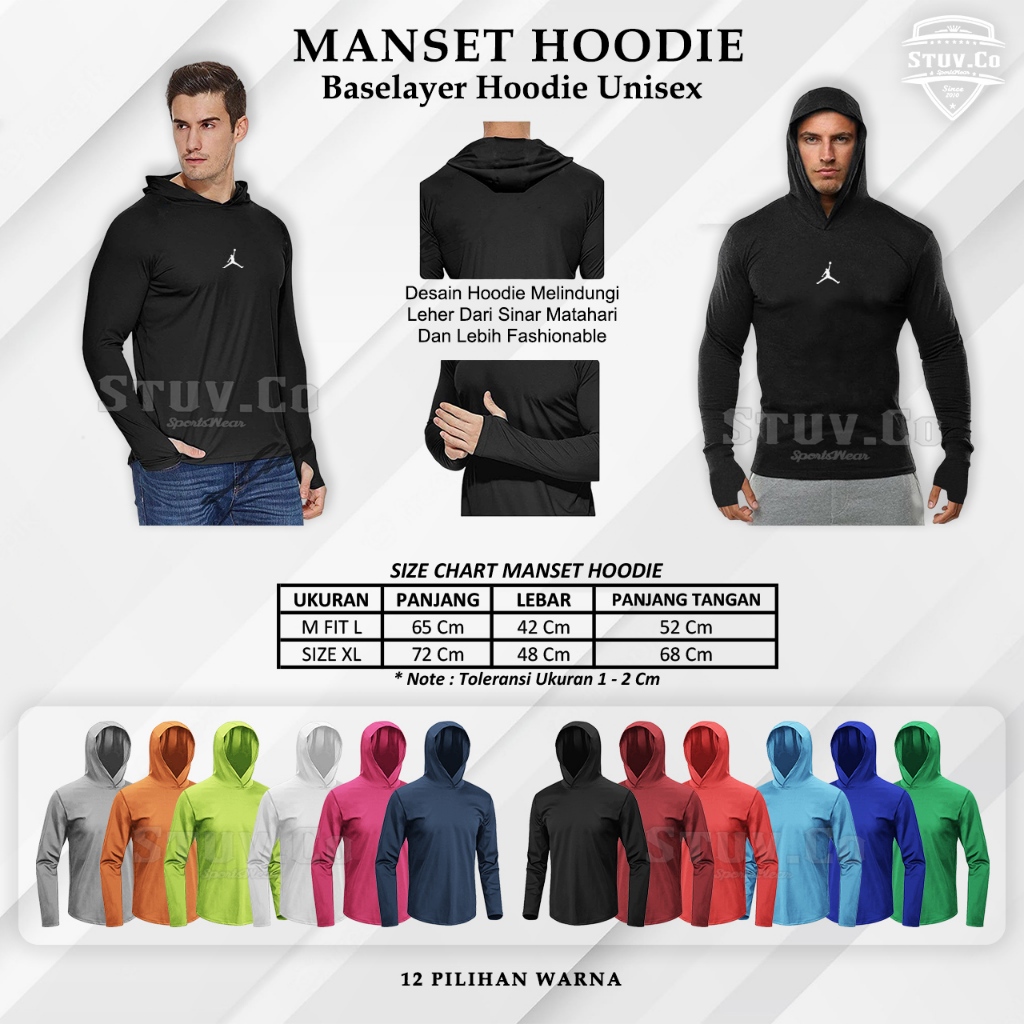 MANSET BASELAYER PRIA HOODIE LENGAN PANJANG OLAHRAGA PRIA WANITA