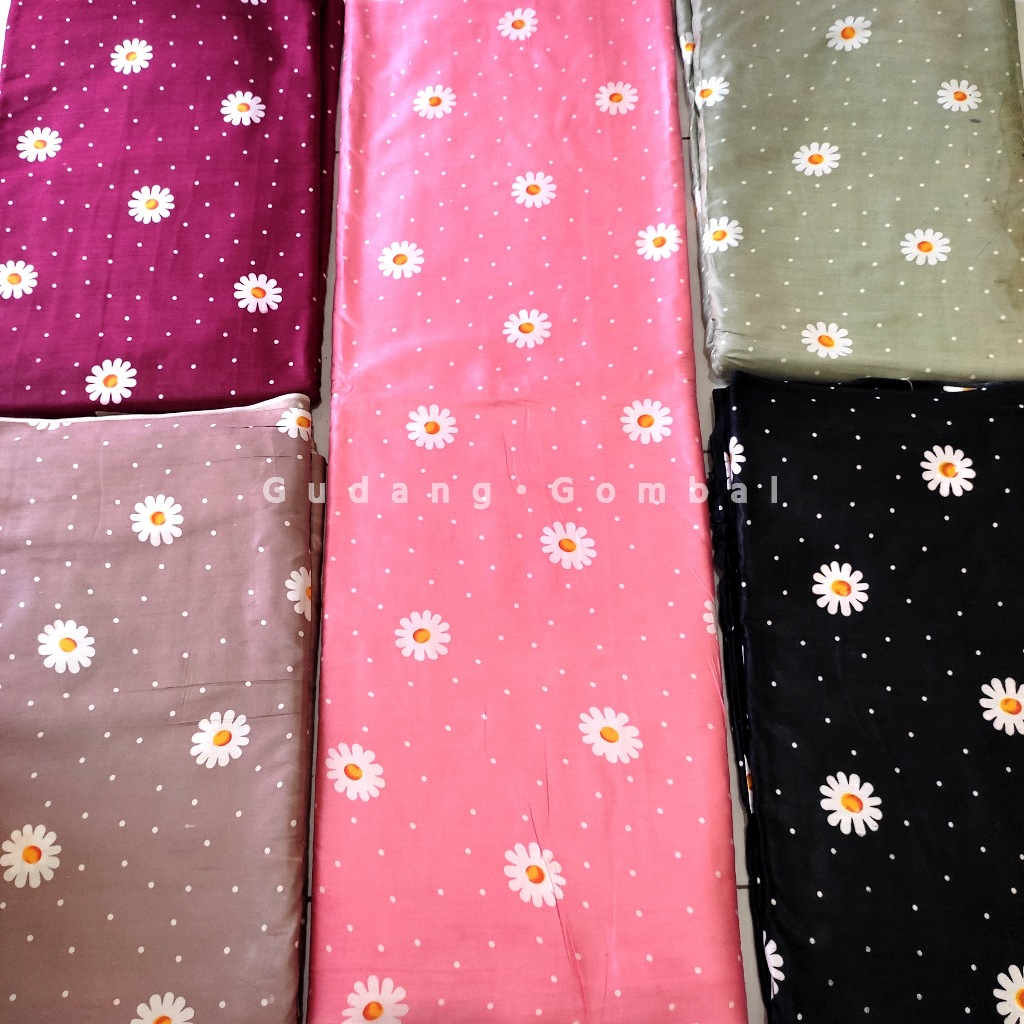 Kain Rayon Santung Motif Bunga Daisy