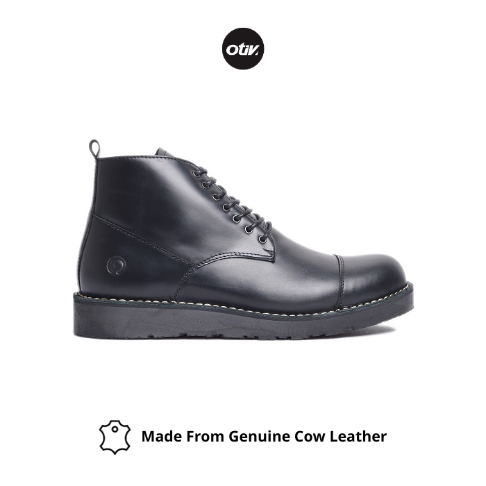 OTIV Gama Black - Sepatu Boots Kulit Asli Pria