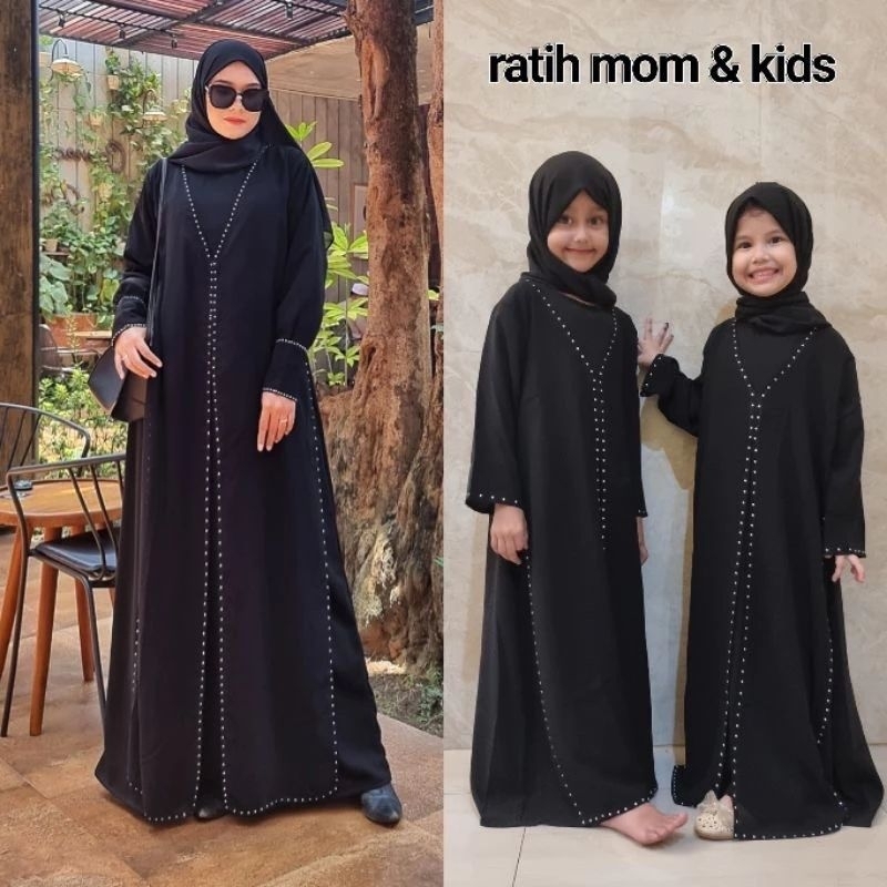 Abaya Hitam Couple Ibu Anak Sepasang Gamis Wanita Baju Anak Ratih