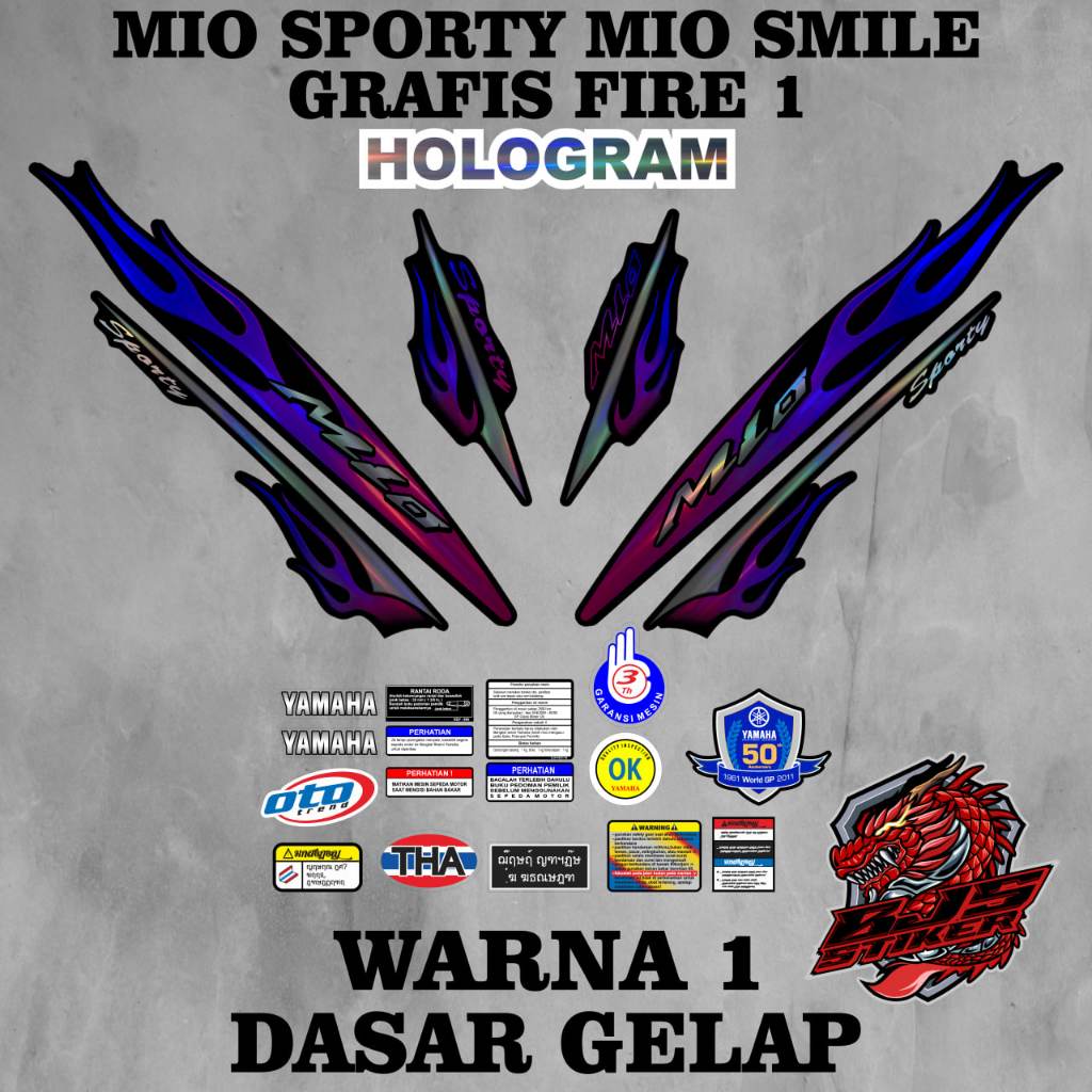 Striping mio sporty mio smile - Stiker Decal HOLOGRAM MIO SPORTY MIO SMILE FIRE 1