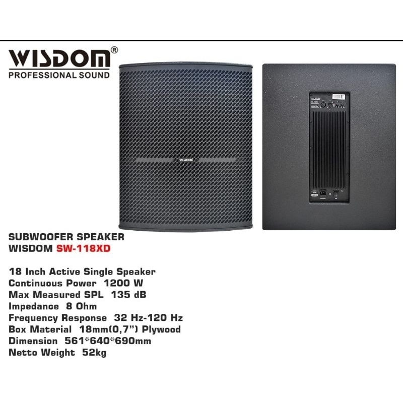 SUBWOOFER AKTIF WISDOM SW 118XD ORIGINAL WISDOM SW118XD 18 INCH SUB WISDOM SW 118 XD
