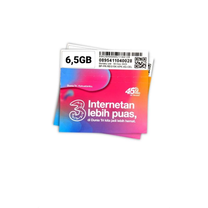 Kartu Perdana kuota Tri 6,5GB usage, murah